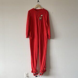 Nick & Nora Pajamas Womens Small Red-orange Fox Fleece Footie One Piece Costume